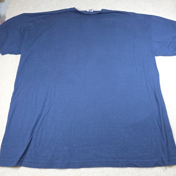 Russell Athletic Henley T-Shirt Mens XL Navy Blue Graphic Boston Red Sox Y2K VTG - Picture 2 of 7